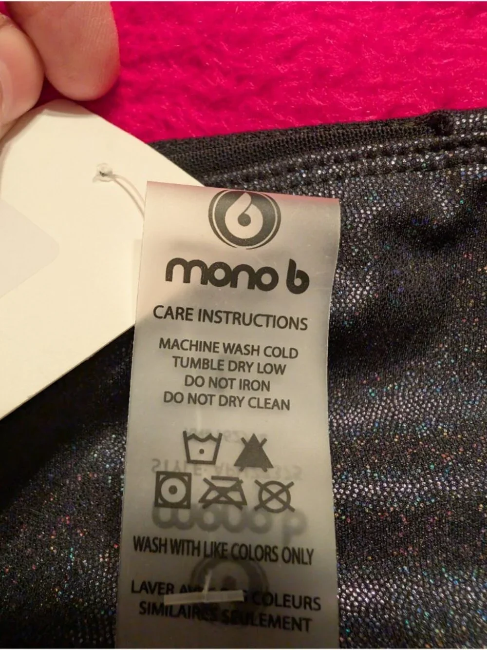 Mono B Metallic High Waisted Biker Shorts NWT Black Iridescent Glitter Large